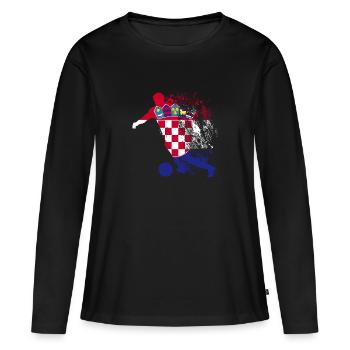 Équipe nationale Croatie Coupe du monde - T-shirt manches longues Premium bio Femme - noir - Devant - Julia (174cm)