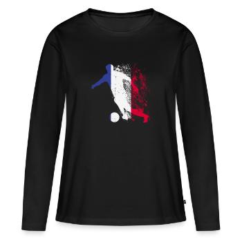 Équipe de France - T-shirt manches longues Premium bio Femme - noir - Devant - Julia (174cm)