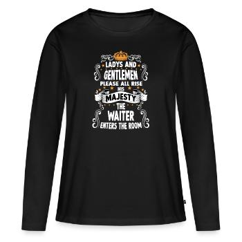 Waiter T Fun Saying Motif Waiter - Women's Premium Organic Long Sleeve Shirt - black - Front - Julia (174cm)