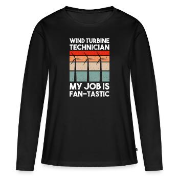 Technicien d’éolienne énergie éolienne de parc éolien - T-shirt manches longues Premium bio Femme - noir - Devant - Julia (174cm)