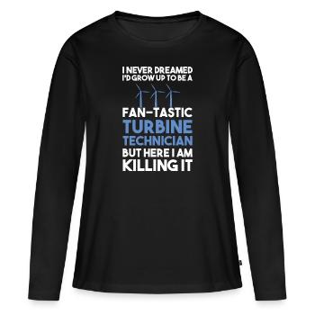 Technicien d’éolienne énergie éolienne de parc éolien - T-shirt manches longues Premium bio Femme - noir - Devant - Julia (174cm)