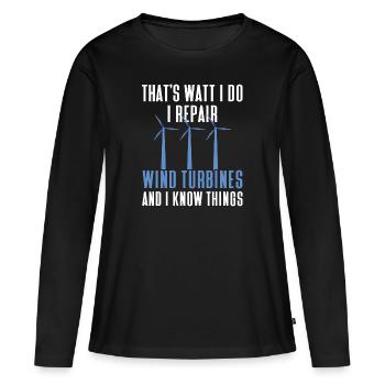 Technicien d’éolienne énergie éolienne de parc éolien - T-shirt manches longues Premium bio Femme - noir - Devant - Julia (174cm)