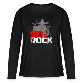 Batteur de musique rock classique des années 90 - T-shirt manches longues Premium bio Femme - noir - Devant - Julia (174cm)