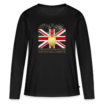 Couronnement du roi britannique Charles Angleterre Drapeau - T-shirt manches longues Premium bio Femme - noir - Devant - Julia (174cm)