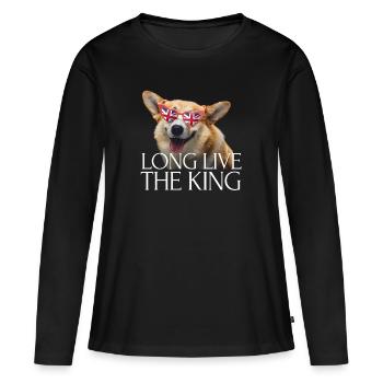 Couronnement du roi britannique Charles Angleterre Drapeau - T-shirt manches longues Premium bio Femme - noir - Devant - Julia (174cm)