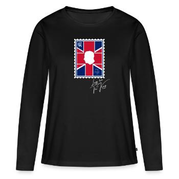 Couronnement du roi britannique Charles Angleterre Drapeau - T-shirt manches longues Premium bio Femme - noir - Devant - Julia (174cm)