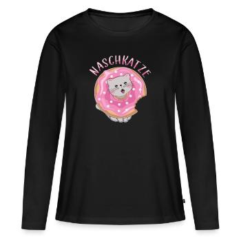 Nascher Leckermaul Schleckermaul Naschkatze - Frauen Premium Bio Langarmshirt - Schwarz - Vorne - Julia (174cm)