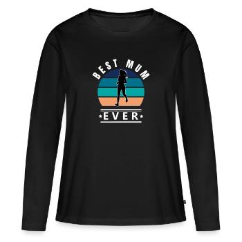 Best Mum Ever Jogging Vintage Sunset - Women's Premium Organic Long Sleeve Shirt - black - Front - Julia (174cm)
