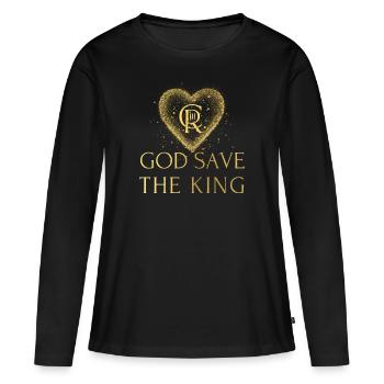 Couronnement du roi britannique Charles Angleterre Drapeau - T-shirt manches longues Premium bio Femme - noir - Devant - Julia (174cm)