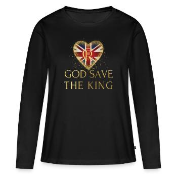 Couronnement du roi britannique Charles Angleterre Drapeau - T-shirt manches longues Premium bio Femme - noir - Devant - Julia (174cm)