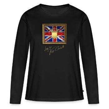 Couronnement du roi britannique Charles Angleterre Drapeau - T-shirt manches longues Premium bio Femme - noir - Devant - Julia (174cm)