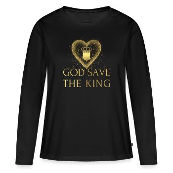 Couronnement du roi britannique Charles Angleterre Drapeau - T-shirt manches longues Premium bio Femme - noir - Devant - Julia (174cm)