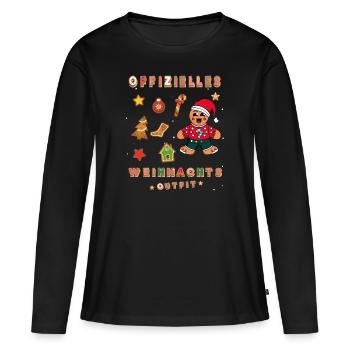 Offizielles Weihnachts outfit Lebkuchen ugly - Frauen Premium Bio Langarmshirt - Schwarz - Vorne - Julia (174cm)