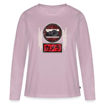 Vintage Japonais Analogique SLR Film Retro Phot - T-shirt manches longues Premium bio Femme - rose poudré - Devant - Julia (174cm)