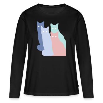 Chats pastels - T-shirt manches longues Premium bio Femme - noir - Devant - Julia (174cm)