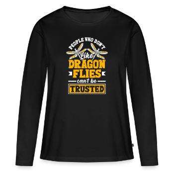 Libelle Libelle Libellen Entomologie Lustig - Frauen Premium Bio Langarmshirt - Schwarz - Vorne - Julia (174cm)