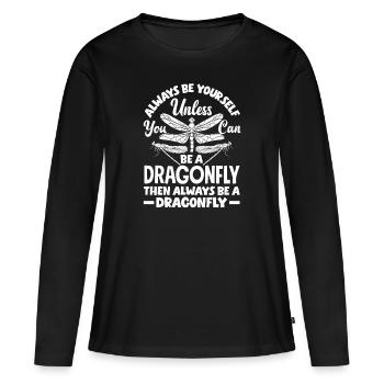 Libelle Libellen Libellen Insekten - Frauen Premium Bio Langarmshirt - Schwarz - Vorne - Julia (174cm)