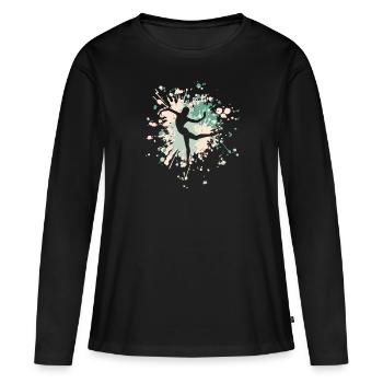 Grande éclaboussure de couleur de danse - T-shirt manches longues Premium bio Femme - noir - Devant - Julia (174cm)