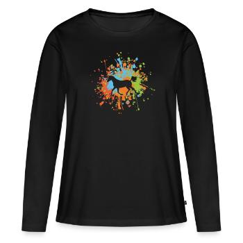 Éclaboussure de couleur de cheval - T-shirt manches longues Premium bio Femme - noir - Devant - Julia (174cm)