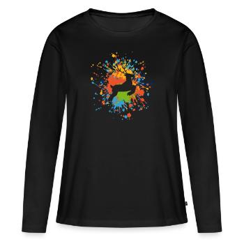 Éclaboussure de couleur de cerf - T-shirt manches longues Premium bio Femme - noir - Devant - Julia (174cm)