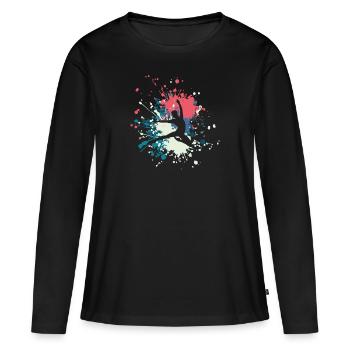 Éclaboussure de couleur d'expression de danse - T-shirt manches longues Premium bio Femme - noir - Devant - Julia (174cm)
