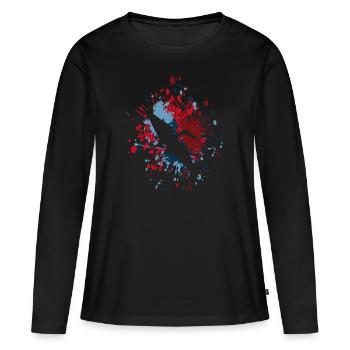 Éclaboussure de couleur de ptérodactyle - T-shirt manches longues Premium bio Femme - noir - Devant - Julia (174cm)