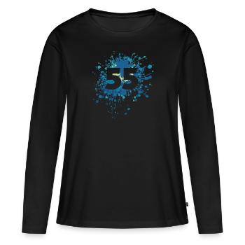 Numéro 55e éclaboussure de couleur - T-shirt manches longues Premium bio Femme - noir - Devant - Julia (174cm)