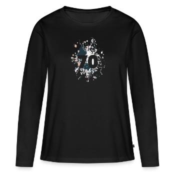 Numéro 70e éclaboussure de couleur - T-shirt manches longues Premium bio Femme - noir - Devant - Julia (174cm)