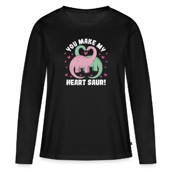 Ils rendent mon cœur aigre mignon dinosaure - T-shirt manches longues Premium bio Femme - noir - Devant - Julia (174cm)