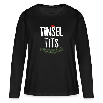 Mésanges de guirlande - T-shirt manches longues Premium bio Femme - noir - Devant - Julia (174cm)