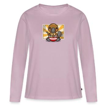 Ornithorynque - T-shirt manches longues Premium bio Femme - rose poudré - Devant - Julia (174cm)