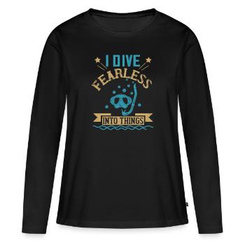 Je plonge sans peur dans les choses - T-shirt manches longues Premium bio Femme - noir - Devant - Julia (174cm)