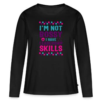 Chemise de leadership, je ne suis pas un leader autoritaire - T-shirt manches longues Premium bio Femme - noir - Devant - Julia (174cm)