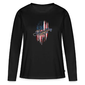 Arbalète amusante Archer Bow avec - T-shirt manches longues Premium bio Femme - noir - Devant - Julia (174cm)