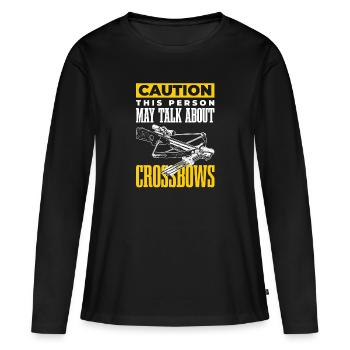 Attention Cette personne peut avoir des arbalètes pour - T-shirt manches longues Premium bio Femme - noir - Devant - Julia (174cm)