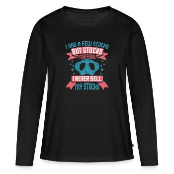 J’avais quelques actions, mais les actions ont plongé. Je - T-shirt manches longues Premium bio Femme - noir - Devant - Julia (174cm)