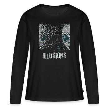 Illusion Alien Pixel Verlauf Illusions - Frauen Premium Bio Langarmshirt - Schwarz - Vorne - Julia (174cm)