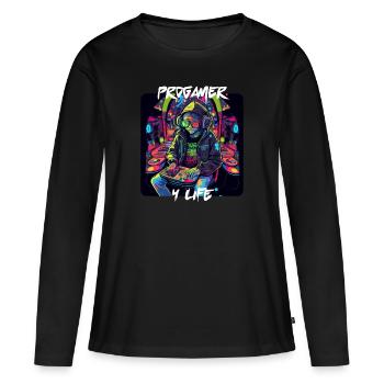 Progamer 4 Life 1 - Frauen Premium Bio Langarmshirt - Schwarz - Vorne - Julia (174cm)