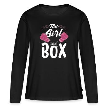 Boxing Girl Can Box Cool Girl Boxing Gift - Frauen Premium Bio Langarmshirt - Schwarz - Vorne - Julia (174cm)