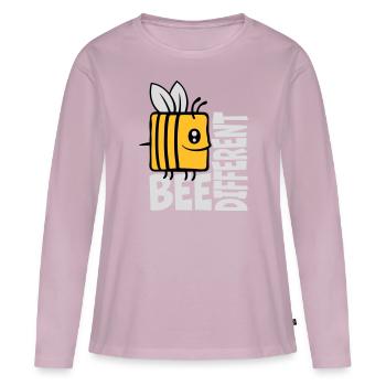 bee different Spruch Zitat - Frauen Premium Bio Langarmshirt - Altrosa - Vorne - Julia (174cm)