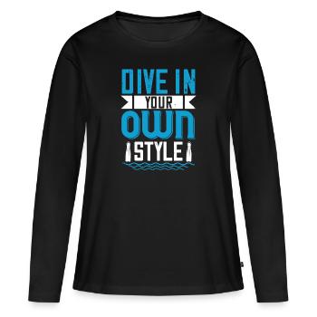 Plongez dans votre propre style - T-shirt manches longues Premium bio Femme - noir - Devant - Julia (174cm)