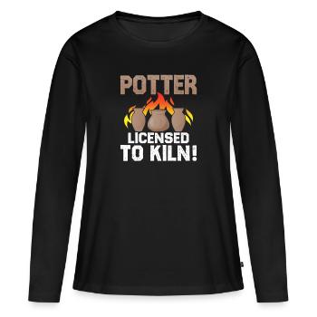 Potiers, autorisés à séduire! Artiste Poterie Céramiste - T-shirt manches longues Premium bio Femme - noir - Devant - Julia (174cm)