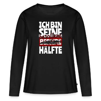 Ich bin seine Besoffene Hälfte Paarshirt Paardesig - Frauen Premium Bio Langarmshirt - Schwarz - Vorne - Julia (174cm)