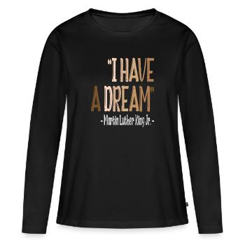 MARTIN LUTHER KING - T-shirt manches longues Premium bio Femme - noir - Devant - Julia (174cm)