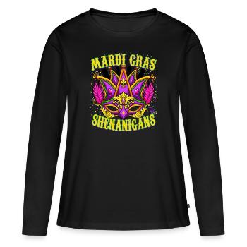Drôle de Mardi Gras - Manigances de Mardi Gras - T-shirt manches longues Premium bio Femme - noir - Devant - Julia (174cm)