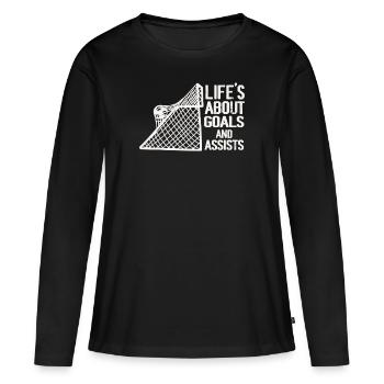 La vie est faite de buts et de passes décisives Football de futbol - T-shirt manches longues Premium bio Femme - noir - Devant - Julia (174cm)