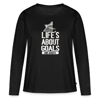 La vie est faite de buts et de passes décisives Football de futbol - T-shirt manches longues Premium bio Femme - noir - Devant - Julia (174cm)
