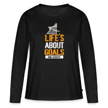 La vie est faite de buts et de passes décisives Football de futbol - T-shirt manches longues Premium bio Femme - noir - Devant - Julia (174cm)