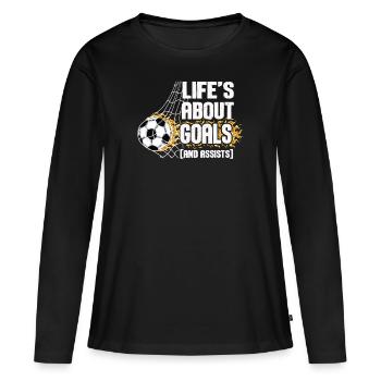 La vie est faite de buts et de passes décisives Football de futbol - T-shirt manches longues Premium bio Femme - noir - Devant - Julia (174cm)