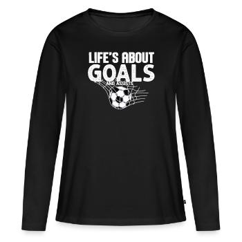 La vie est faite de buts et de passes décisives Football de futbol - T-shirt manches longues Premium bio Femme - noir - Devant - Julia (174cm)